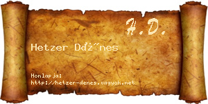 Hetzer Dénes névjegykártya